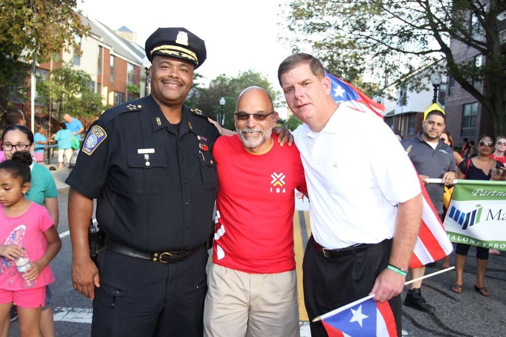 Mayor Marty Walsh poses for a photo with Villa Victoria community members during our 2016 Festival Betances.